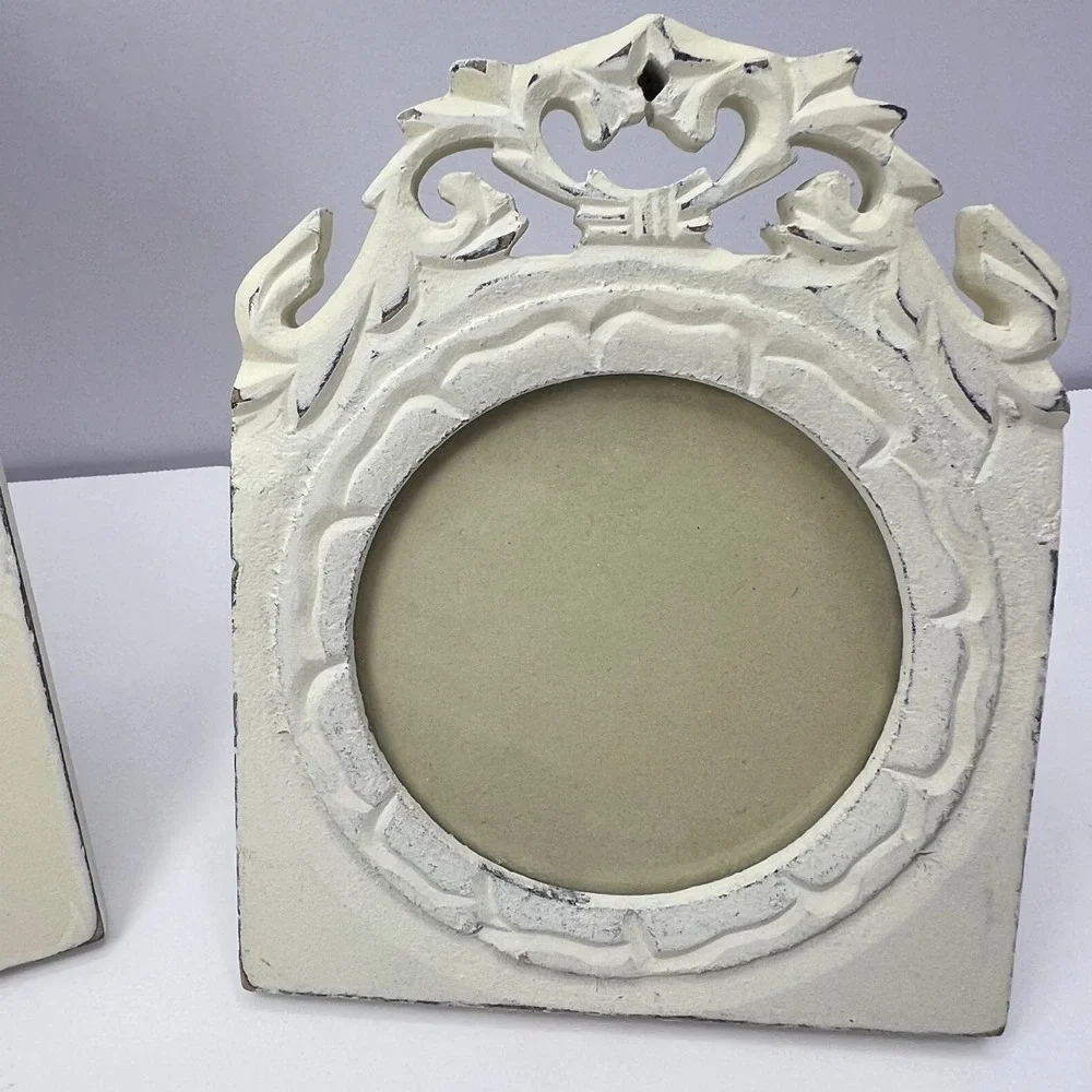 Vintage Ornate Cream Picture Frame Set of 2 Scrollwork Victorian Regency Shabby